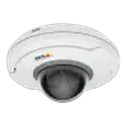 AXIS M5075 white and black camera with the AXIS logo is angled on its left