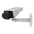 AXIS M1135 MKII in black and white mounted on wall angled left
