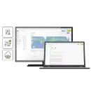 screen and laptop showing axis audio manager manager